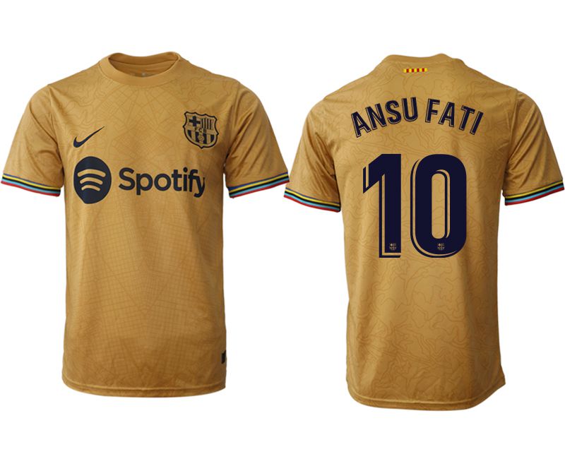 Men 2022-2023 Club Barcelona away aaa version yellow #10 Soccer Jersey